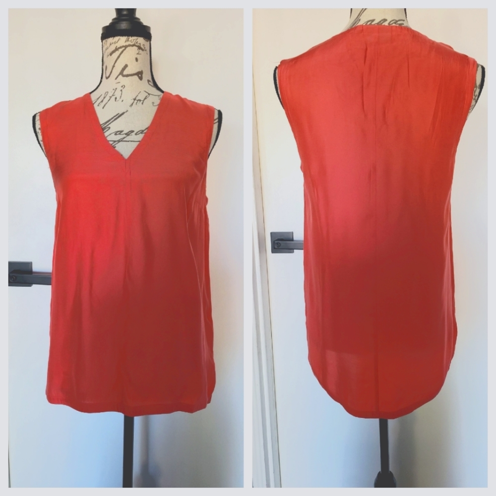 Kate Spade‎ Saturday Salmon Pink Silk Blend Sleveless Top Blouse Size M